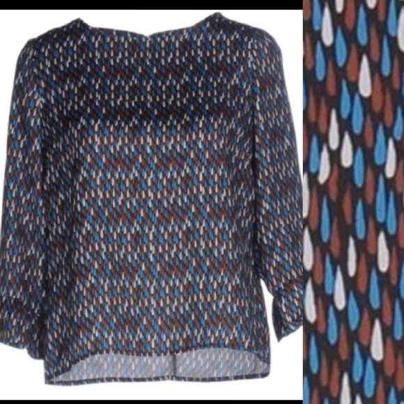 Darling Tops - Multi-Color Pattern Satin Blouse 3/4 Sleeve XS